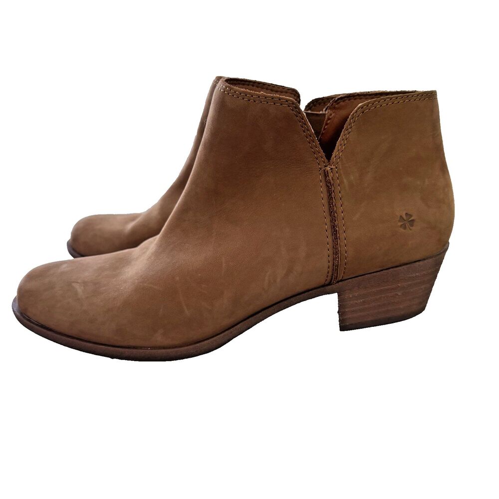Lucky Brand Basel Ankle Boot Brindle Suede Size 9.5 Ortholite Tan Boho Western - Picture 5 of 9